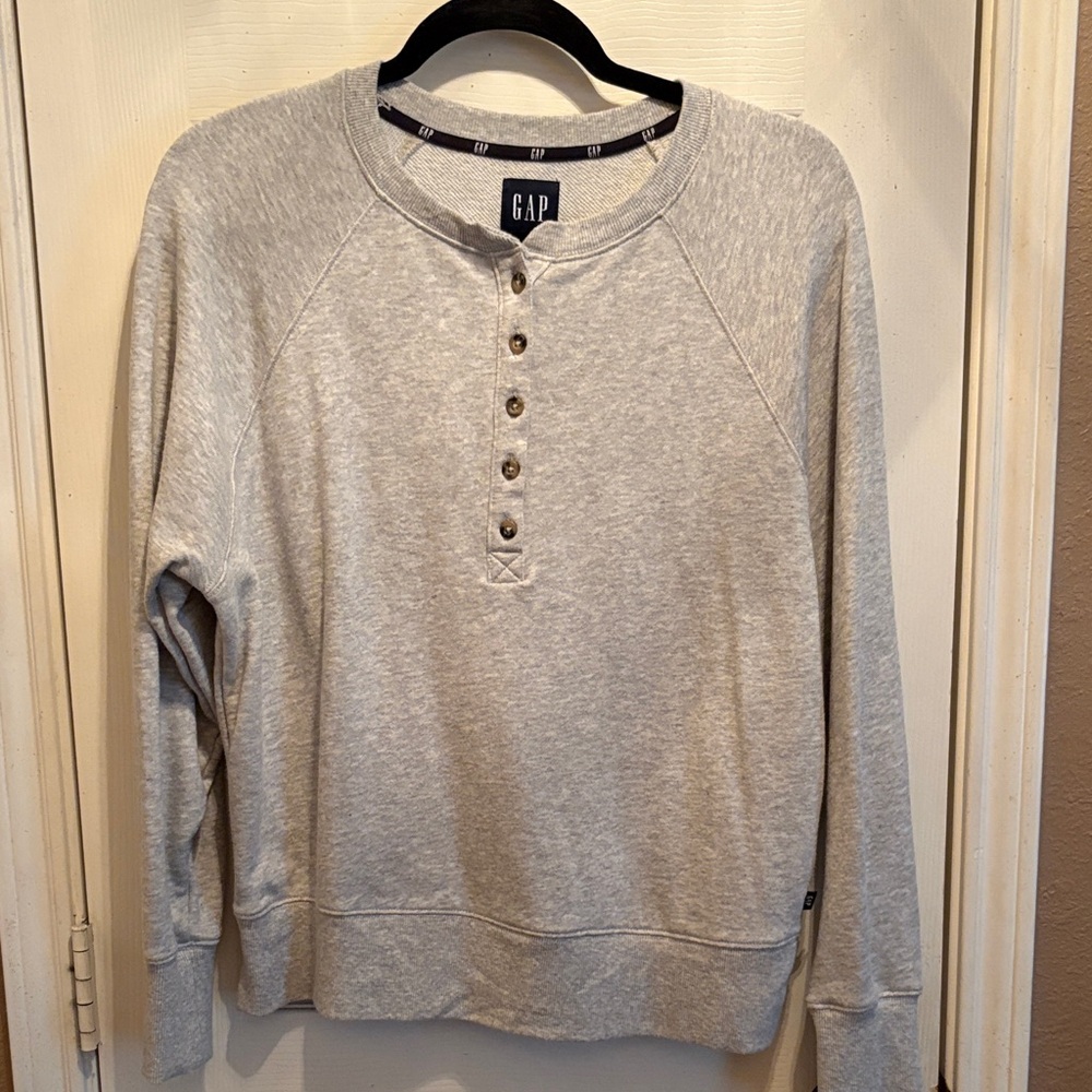 GAP Light Gray Button-Up Sweatshirt